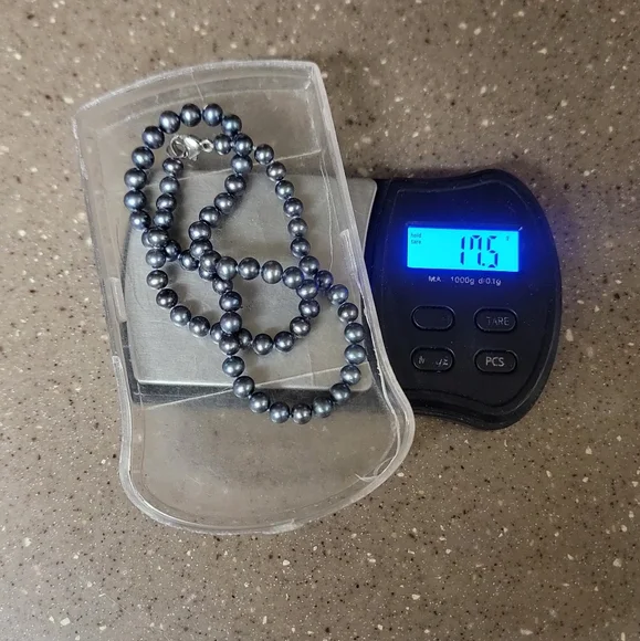 Amazing high-grade natural genuine black pearl 925 sterling silver necklace